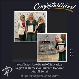 Jill Beitel with Dr. Ferguson, SBOE rep and award